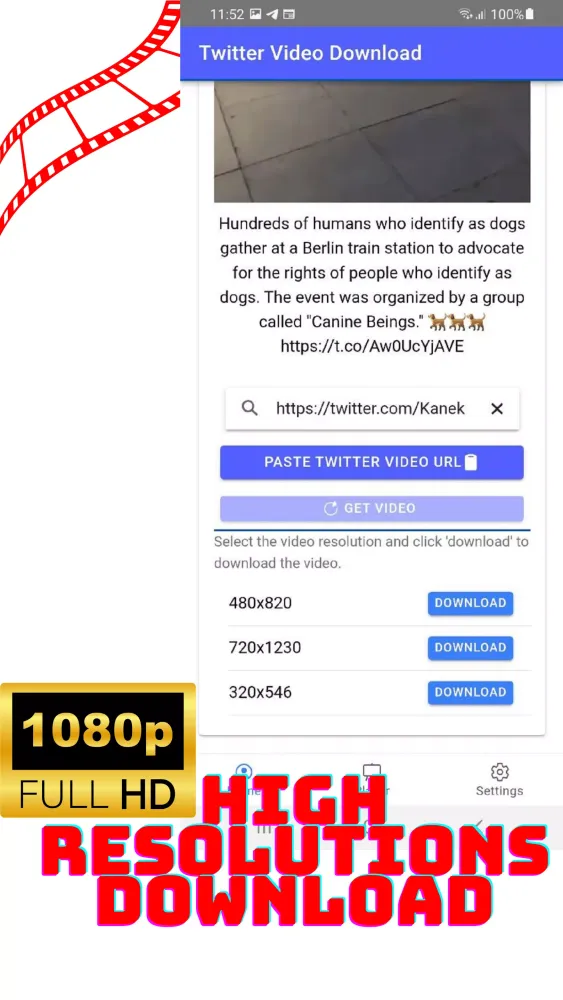 Ảnh chụp màn hình của Video Downloader Twitter X