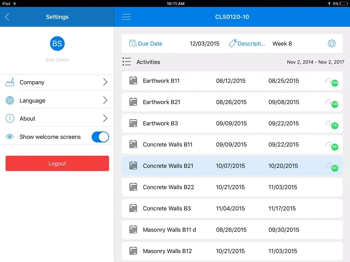 iTWO 4.0 Progress iPad  स्क्रीनशॉट