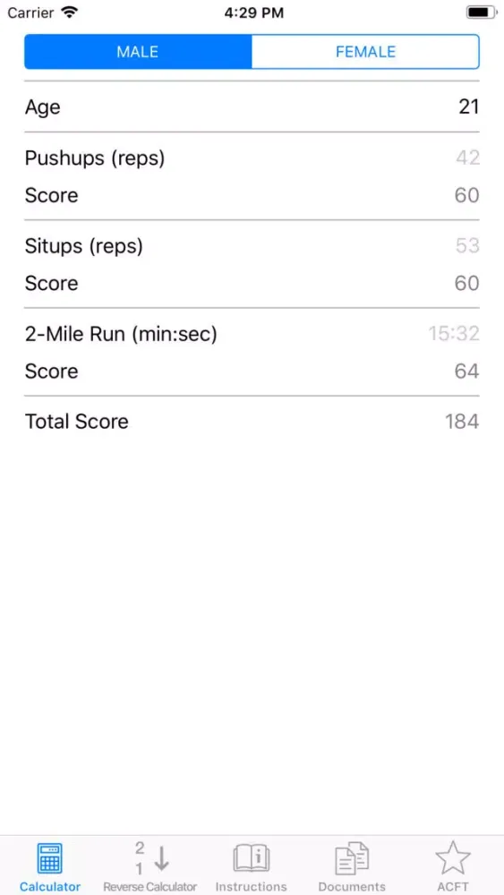 Ảnh chụp màn hình của APFT Calculator and Resources