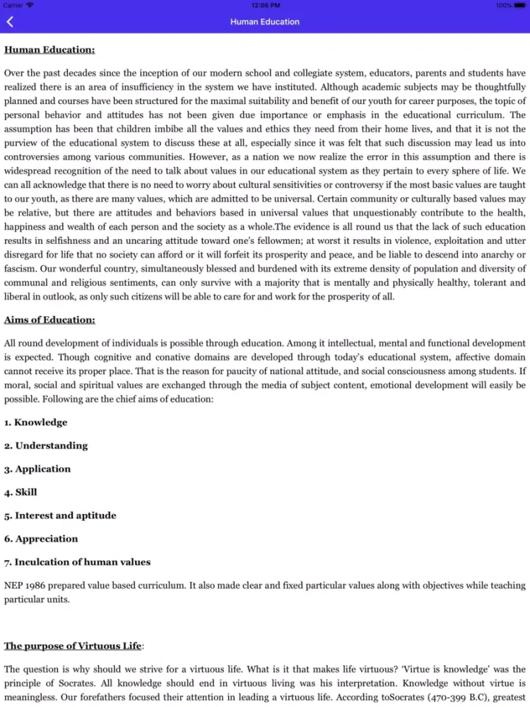 ภาพหน้าจอของ Human Value Ethics iPad 