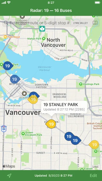 Radar: Metro Vancouver Buses Ekran Görüntüleri