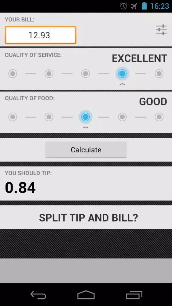 Capturas de tela do Tip Calculator