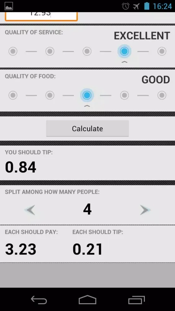Capturas de tela do Tip Calculator