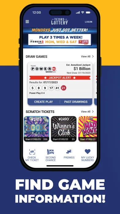 Tangkapan skrin Texas Lottery Official App