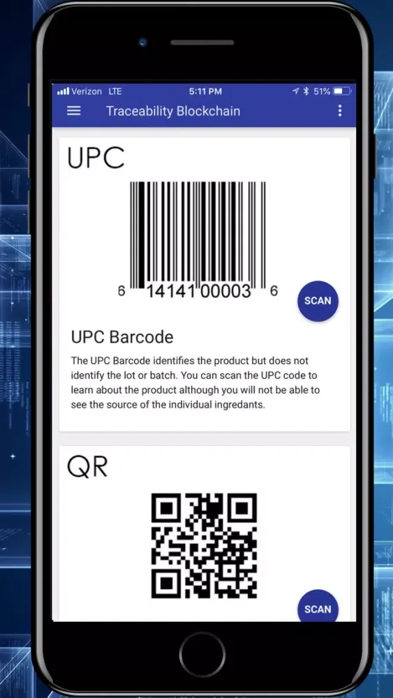 Capturas de tela do Traceability Blockchain