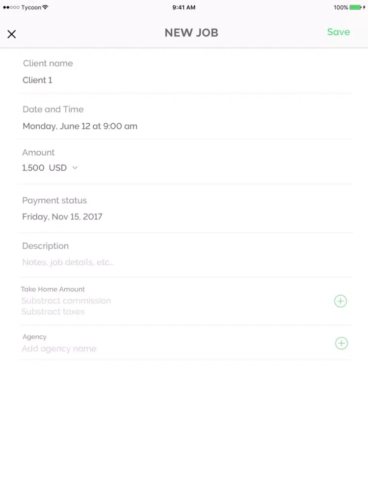 Скриншоты Tycoon Freelance job tracking iPad 