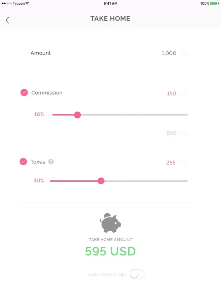 Скриншоты Tycoon Freelance job tracking iPad 