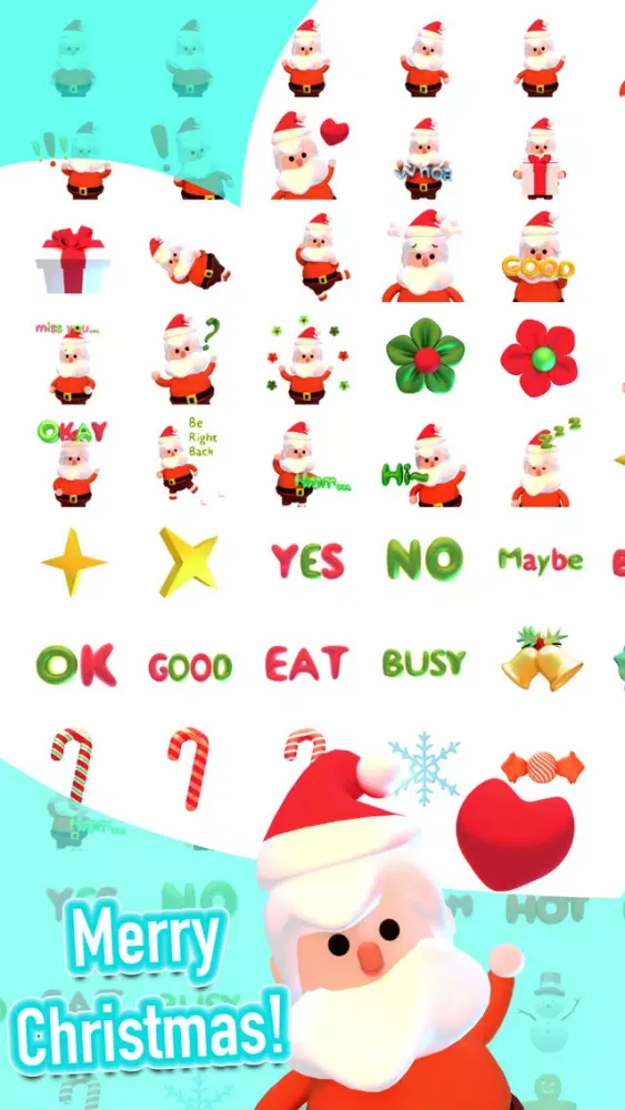 تصاویر Santa! Cute 3D Emoji and Text Stickers for iMessag