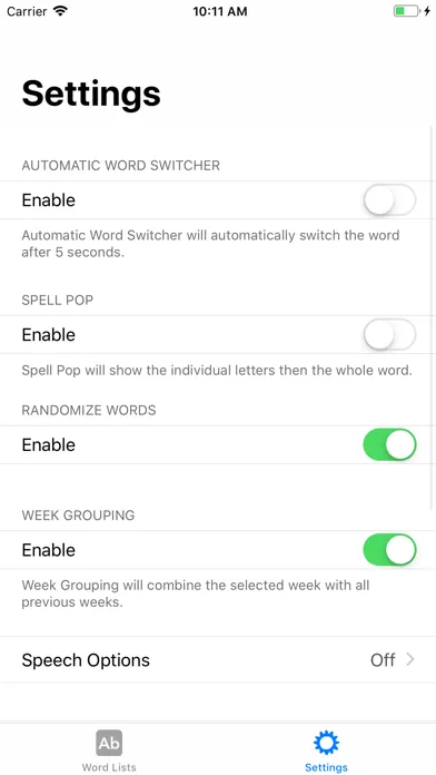 Tangkapan skrin Word Wall Words