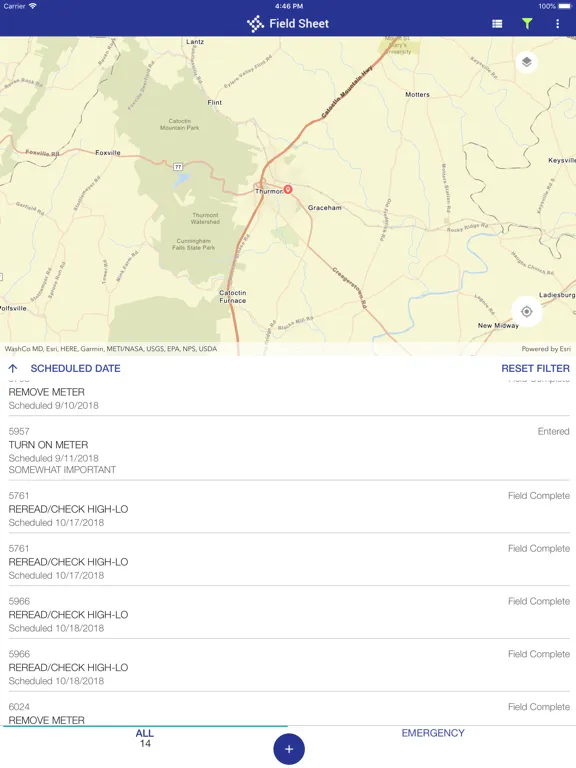 Capturas de tela do Field Sheet iPad 