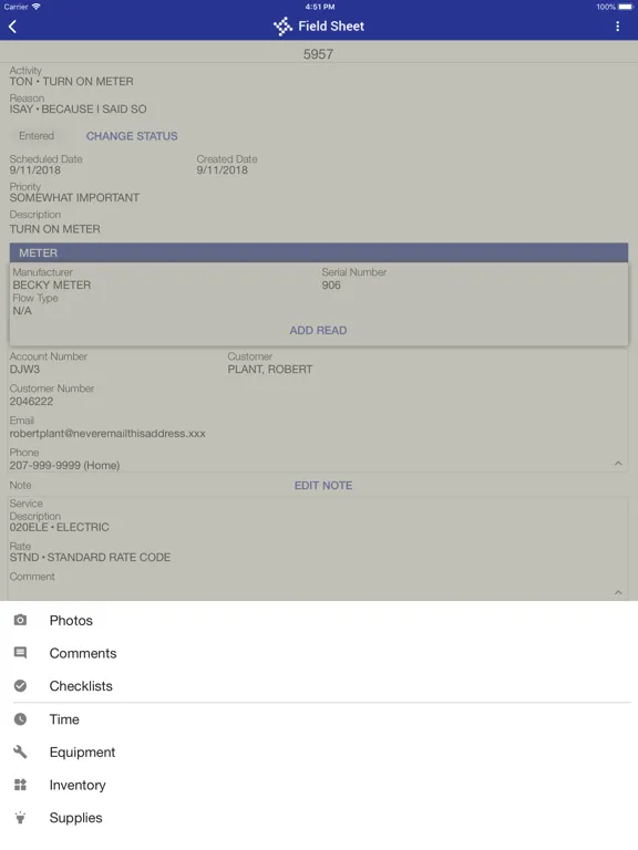 Capturas de tela do Field Sheet iPad 