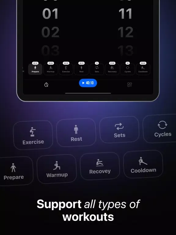 ภาพหน้าจอของ Interval workout timer, Tabata iPad 