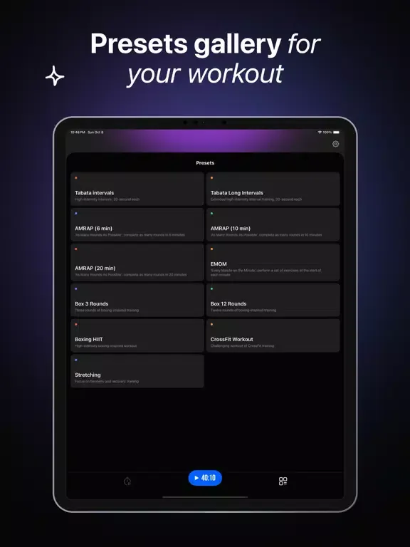 ภาพหน้าจอของ Interval workout timer, Tabata iPad 
