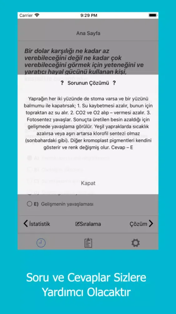 Capturas de tela do YKS Sayısal