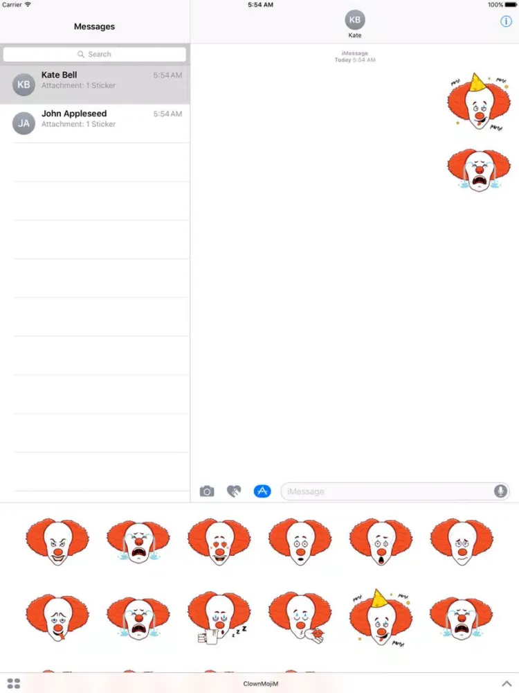 Tangkapan layar ClownMoji Stickers iPad 