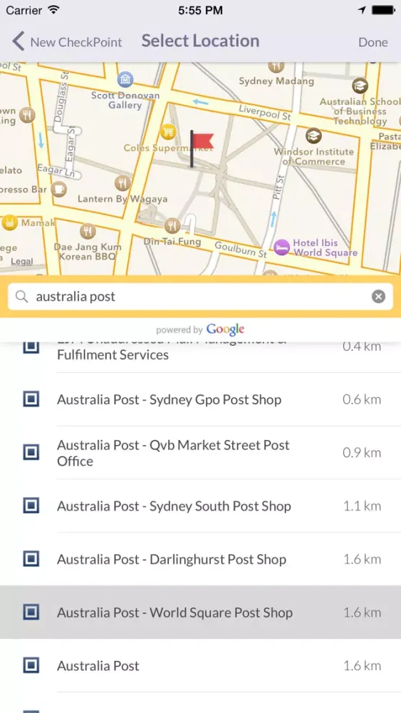 Tangkapan layar CheckPoint: Location-based Reminders