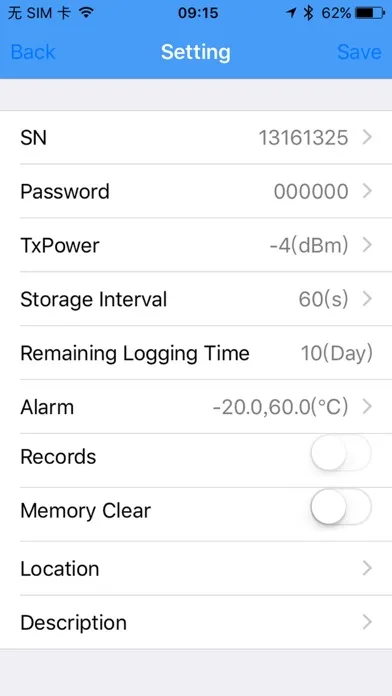 Tangkapan skrin Marathon EDL-BT04 Temp.RH  App