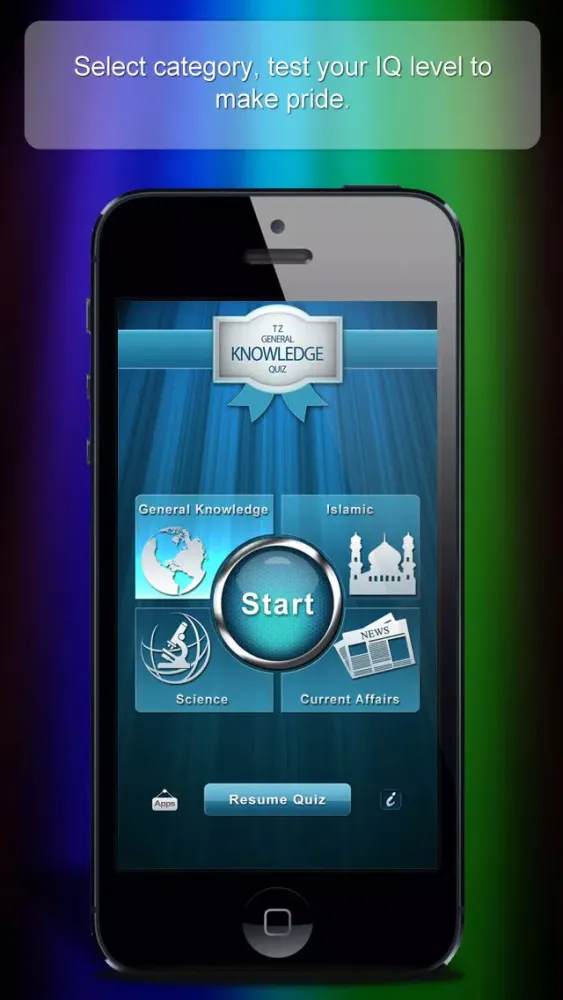 Capturas de tela do TZ Quiz Application