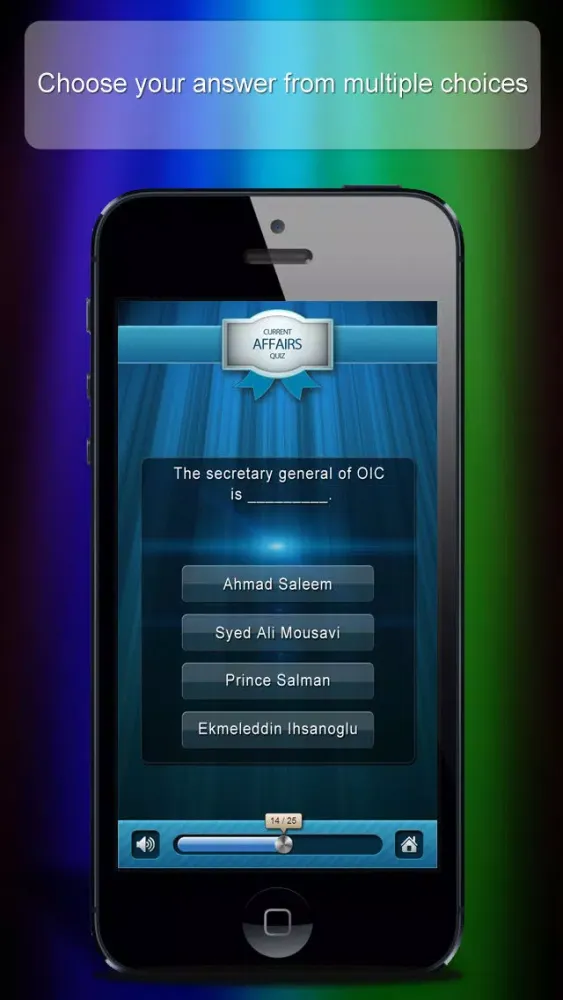 Capturas de tela do TZ Quiz Application