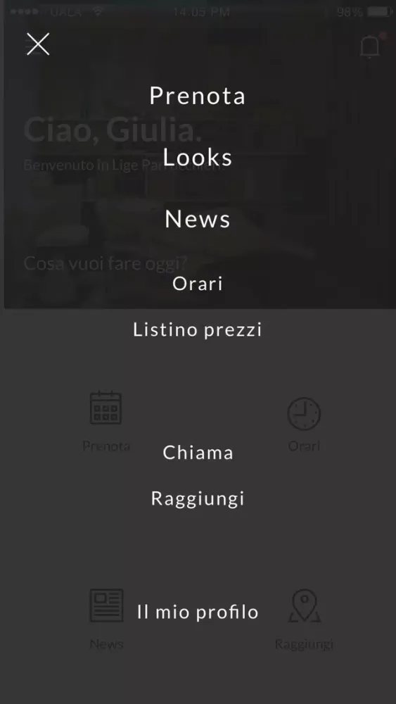Tangkapan skrin Ligè Parrucchieri