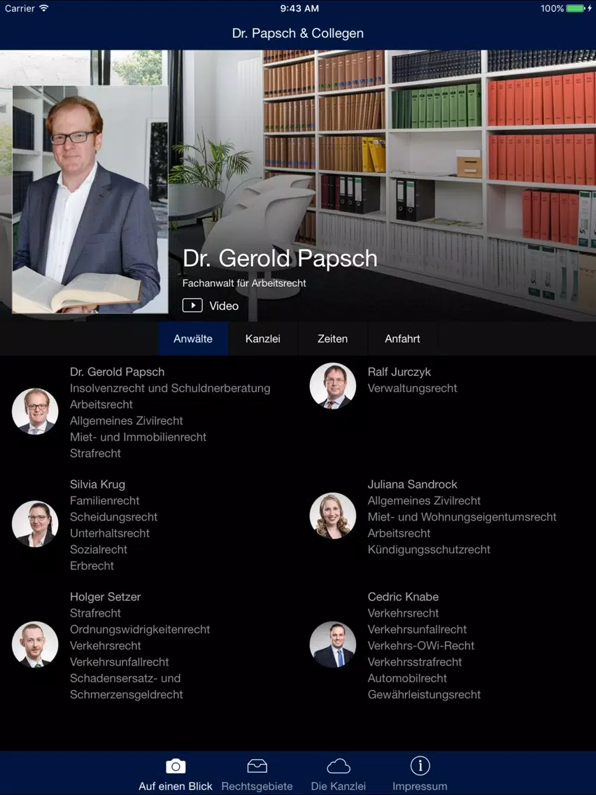 Zrzuty ekranu Rechtsanwälte Dr. Papsch & Collegen iPad 