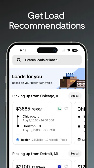 Ảnh chụp màn hình của Uber Freight