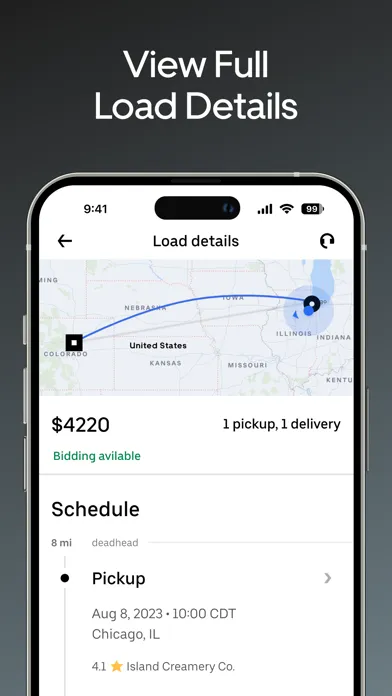 Ảnh chụp màn hình của Uber Freight