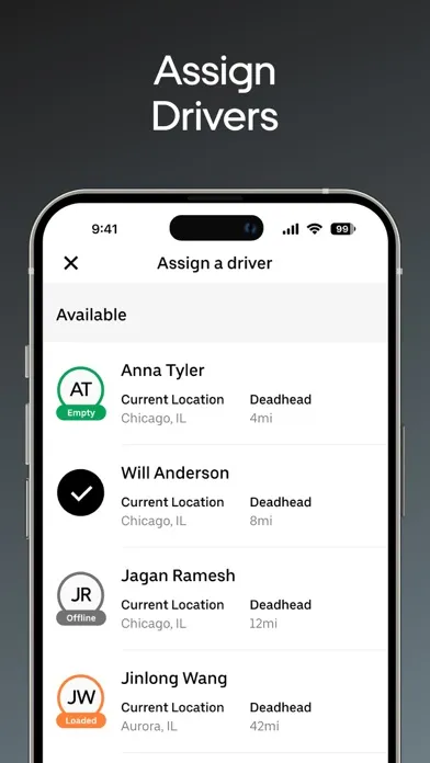 Ảnh chụp màn hình của Uber Freight