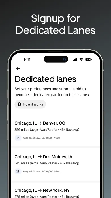 Ảnh chụp màn hình của Uber Freight
