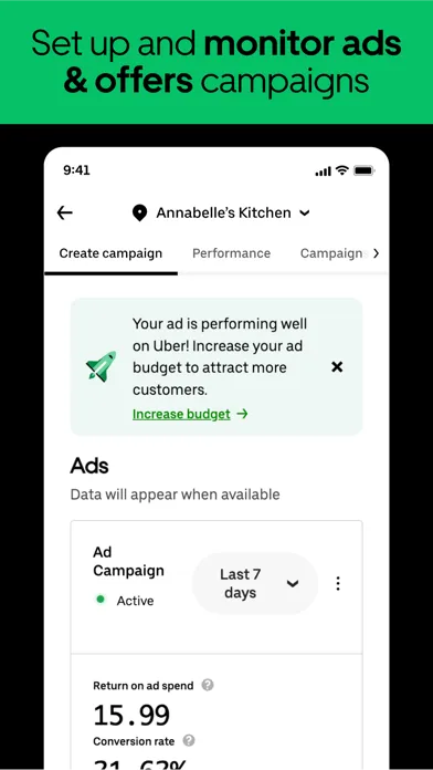Tangkapan layar Uber Eats Manager