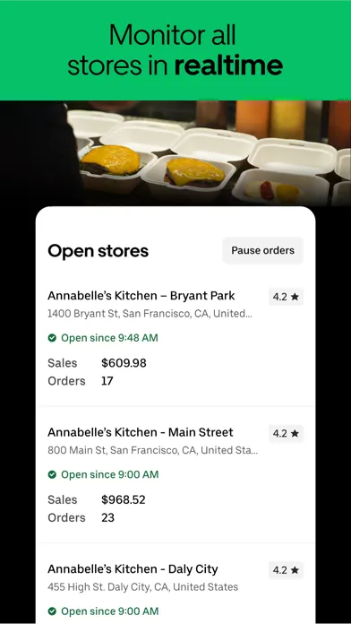 Tangkapan layar Uber Eats Manager