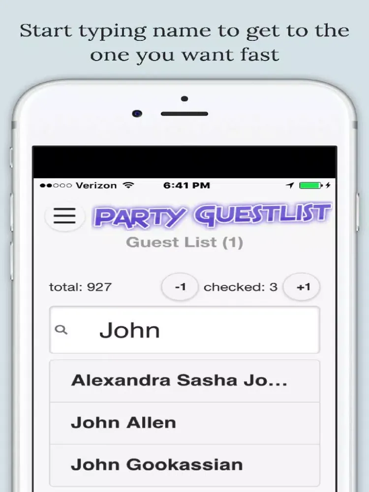 Tangkapan skrin Party Guestlist iPad 