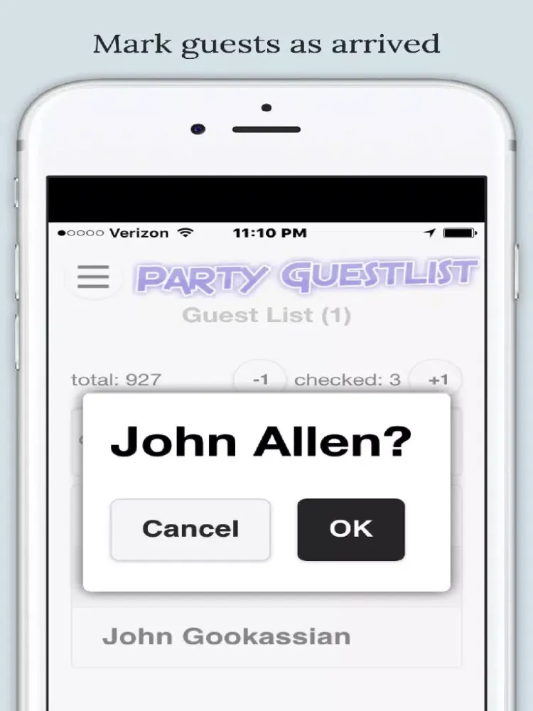 Tangkapan skrin Party Guestlist iPad 