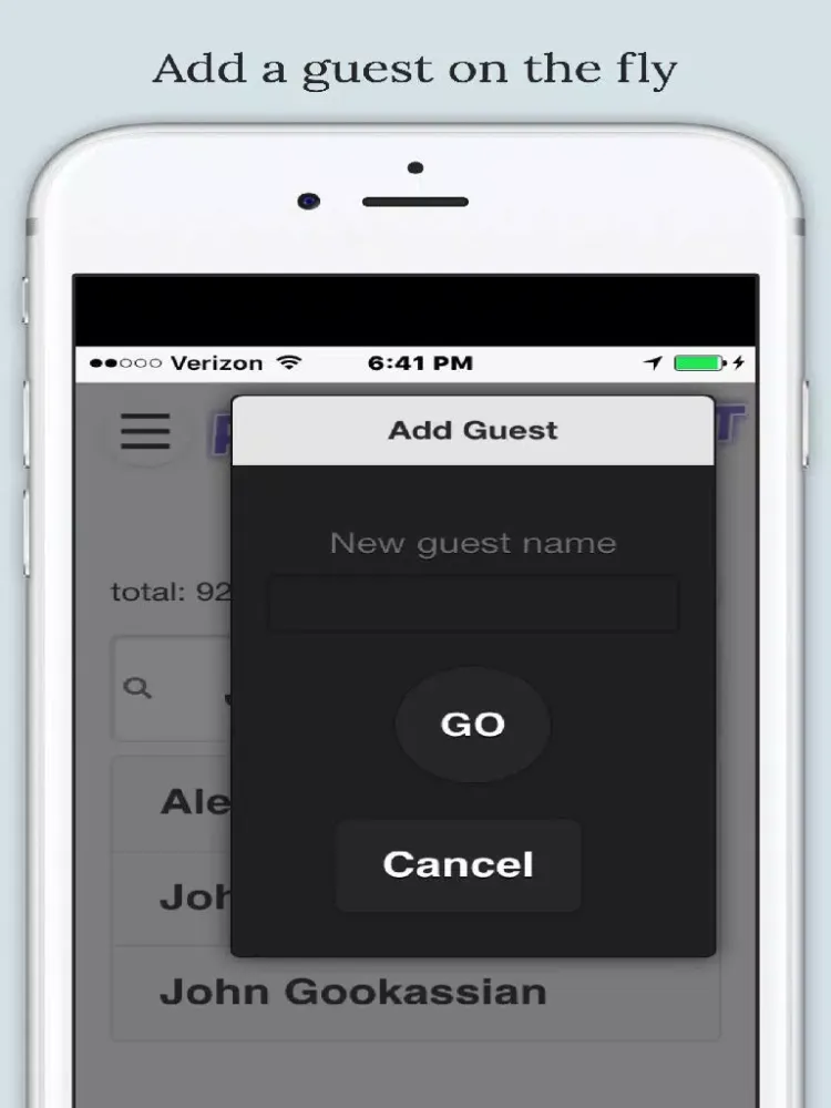 Tangkapan skrin Party Guestlist iPad 