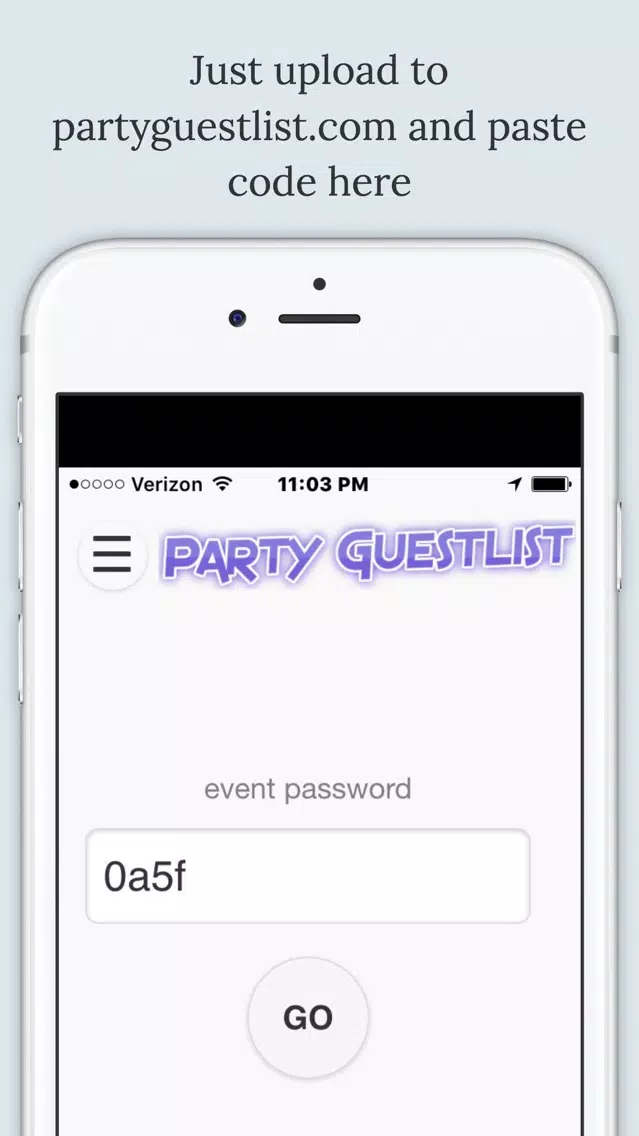 Tangkapan layar Party Guestlist