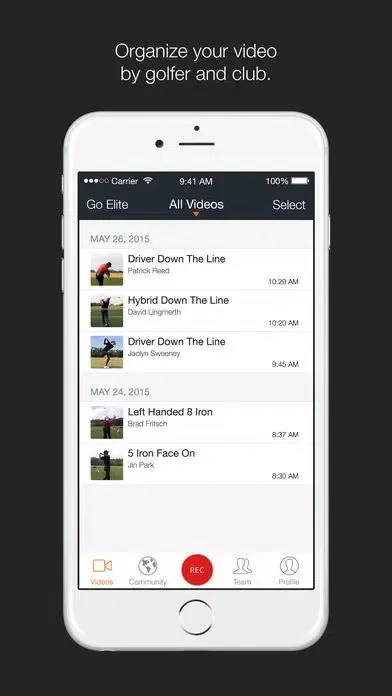 Ảnh chụp màn hình của Hudl Technique Golf