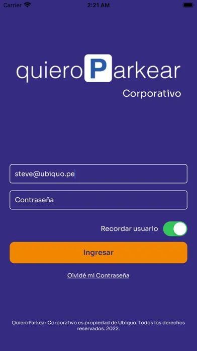 Parkear Corporativo Ekran Görüntüleri