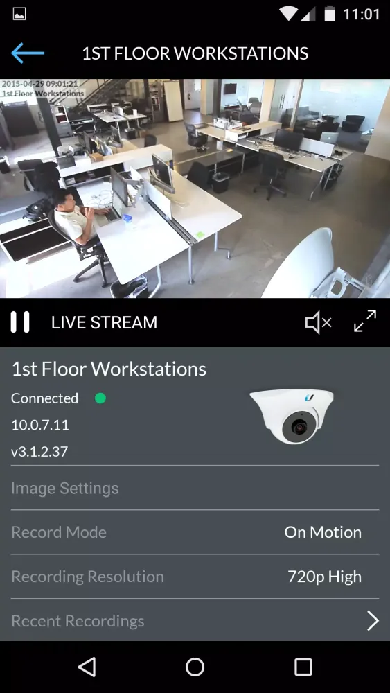 Capturas de tela do UniFi Video