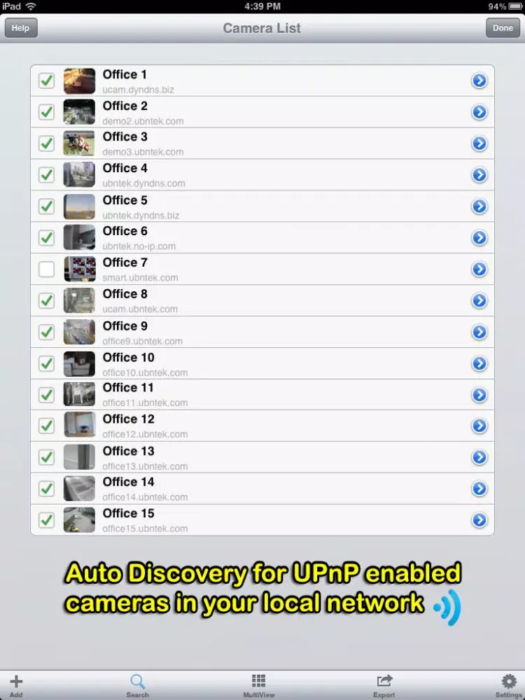 Zrzuty ekranu uLinksysCam iPad 