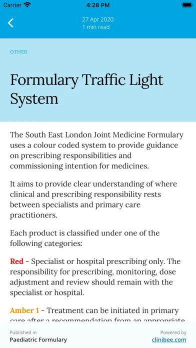 Captures d'écran de Paediatric Formulary