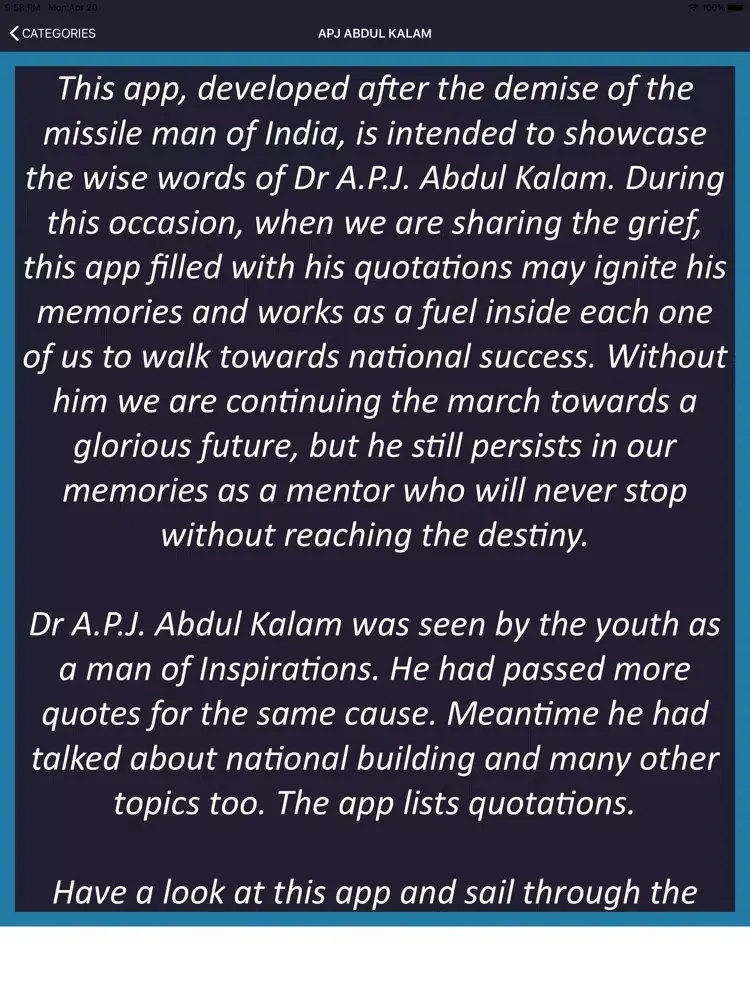 Capturas de pantalla de Dr APJ Abdul Kalam Wisdom iPad 