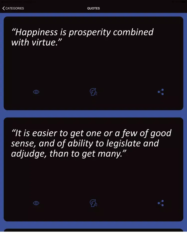 Tangkapan skrin Aristotle Wisdom iPad 