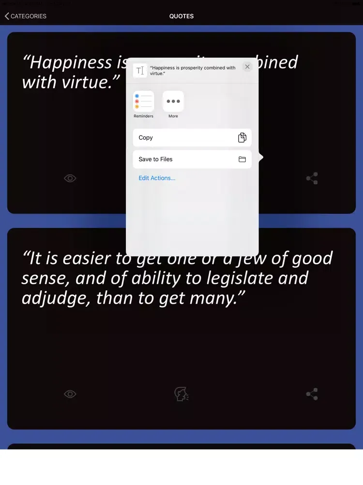 Tangkapan skrin Aristotle Wisdom iPad 