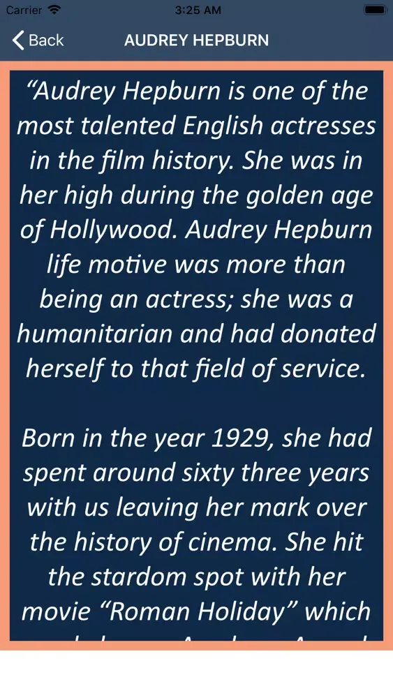 Audrey Hepburn’s Life Guide سکرین شاٹس