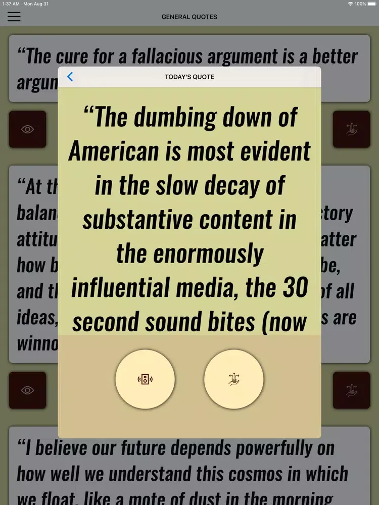 Carl Sagan Wisdom iPad 應用截圖