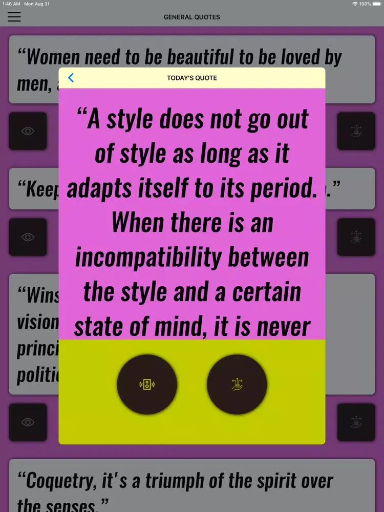 Tangkapan skrin Coco Chanel Wisdom iPad 
