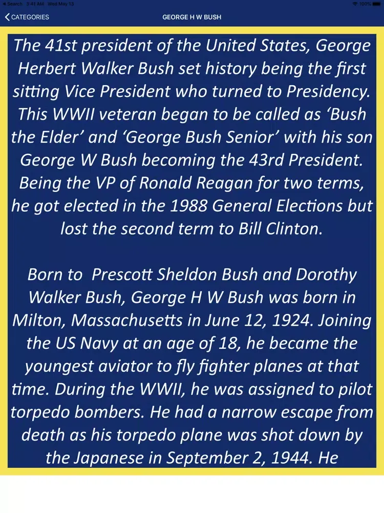 Wisdom of George H W Bush iPad  Screenshots