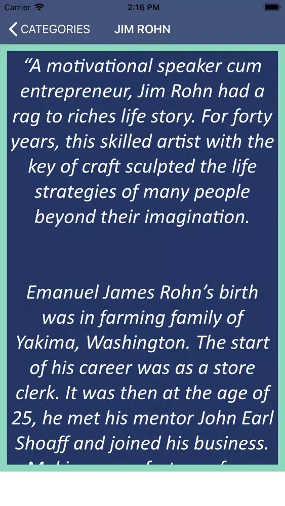 Screenshot di Jim Rohn’s Wisdom