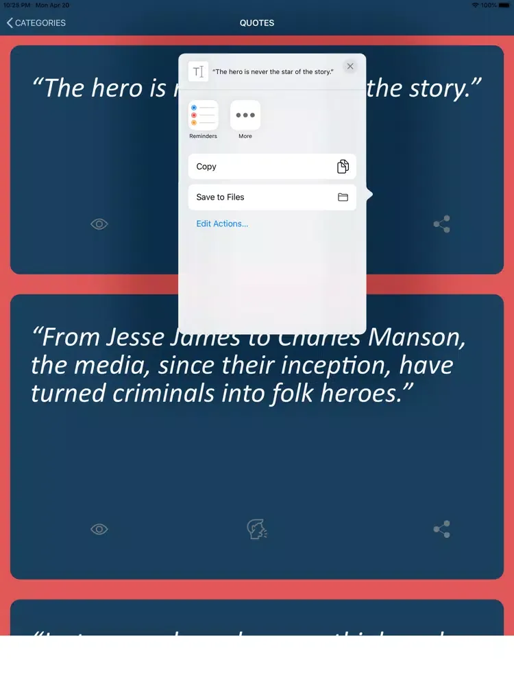 Capturas de tela do Aphorisms of Marilyn Manson iPad 