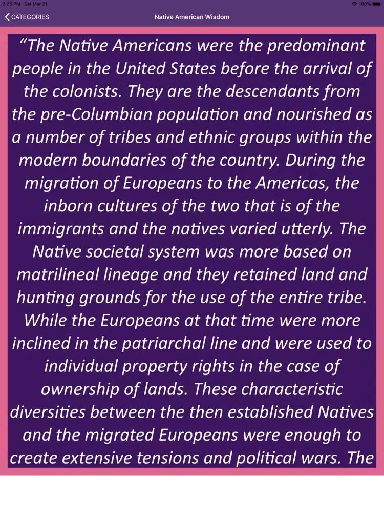 Tangkapan skrin Native American Wisdom iPad 
